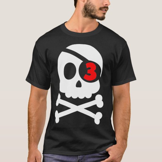 Skull & Crossbones Pirate 3rd Birthday Boys Kinder T-shirt (Voorkant)