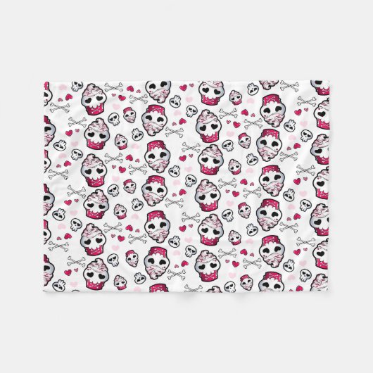 Skull Cupcake Madness Fleece Deken (Voorkant (Horizontaal))