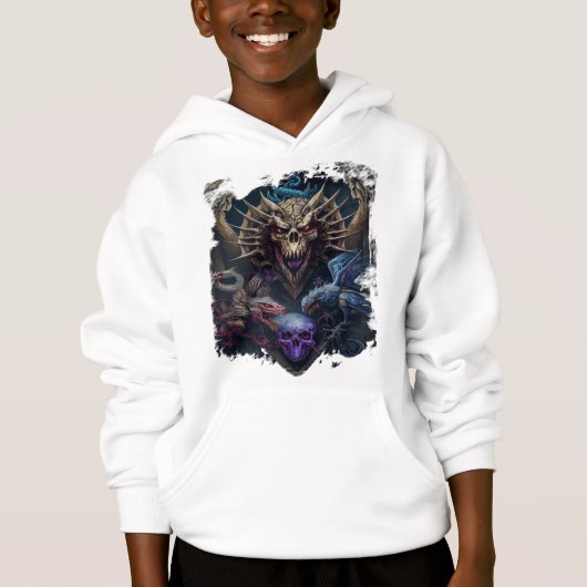 Skull Design Kinderen Pullover Hoodie (Voorkant)