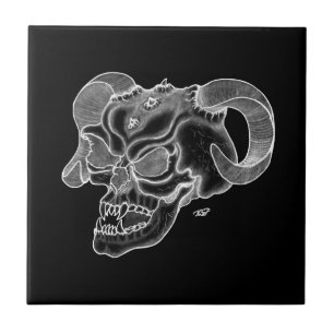 Skull Devil head Black and white Design Tegeltje