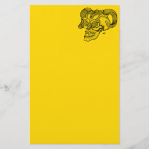 Skull Devil head Black and Yellow Design Briefpapier