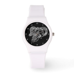 Skull Devil Head Black en White Design Horloge