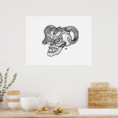 Skull Devil Head Black en White Design Poster (Keuken)