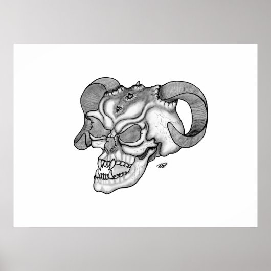 Skull Devil Head Black en White Design Poster (Voorkant)