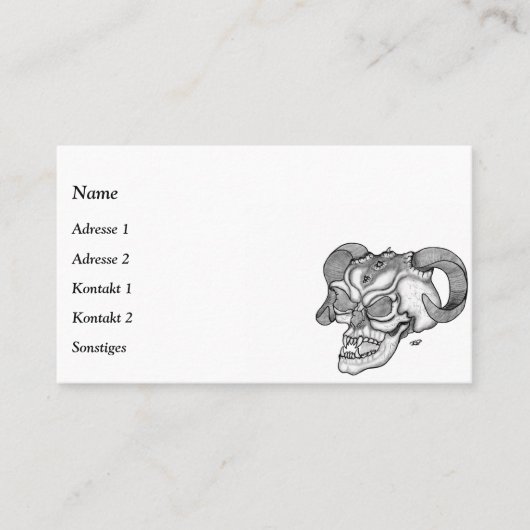 Skull Devil Head Black en White Design Visitekaartje (Voorkant)