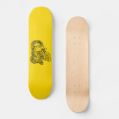 Skull Devil Head Black en Yellow Design Skateboard (Voorkant)