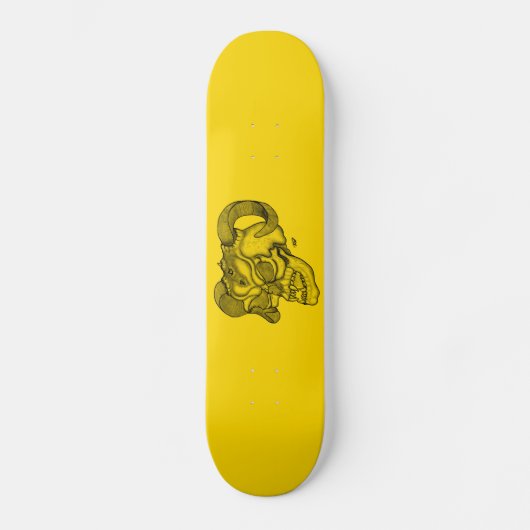 Skull Devil Head Black en Yellow Design Skateboard (Voorkant)