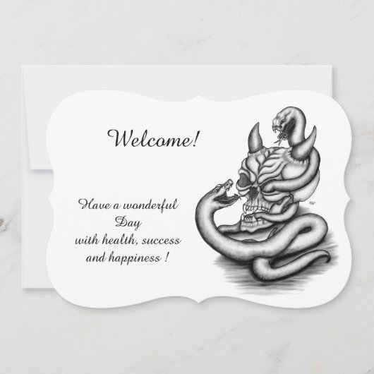 Skull - Devil Head met slang, voeg Jouw tekst toe Kaart (Voorkant)