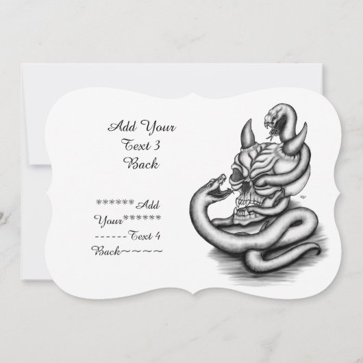 Skull - Devil Head met slang, voeg Jouw tekst toe Kaart (Achterkant)