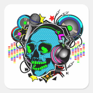 Skull DJ Vierkante Sticker