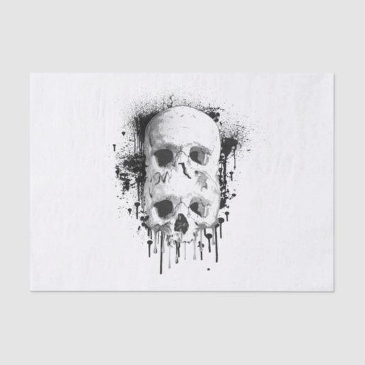 Skull Drip Black Ink Graphic Party Tissuepapier (Voorkant)