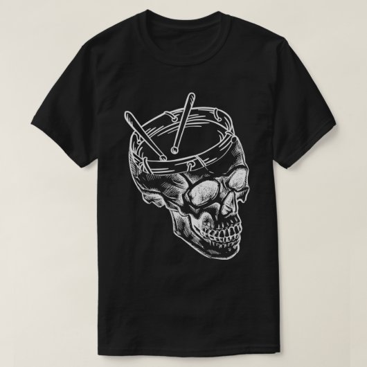 Skull Drummer Drums Drumming Drumset Snare Musicia T-shirt (Design voorkant)