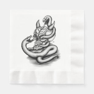 Skull - Duivel Head met slang Servet