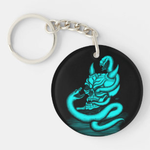 Skull - Duivel Head met slang Sleutelhanger