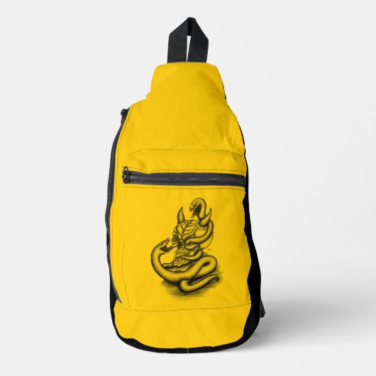 Skull - Duivel Head met slang Sling Bag (Voorkant)