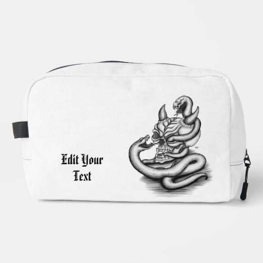 Skull - Duivel Head met slang Toilettasje (Voorkant)