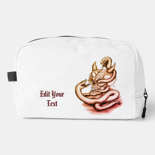 Skull - Duivel Head met slang Toilettasje (Voorkant)