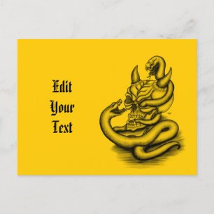 Skull - Duivel Head met slang Uitnodiging Briefkaart