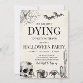 Skull Dying naar Halloween Party Kaart (Voorkant)