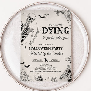 Skull Dying naar Halloween Party Kaart