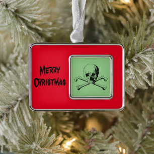 Skull en Crossbones Jolly Roger Verzilverd Kader Ornament
