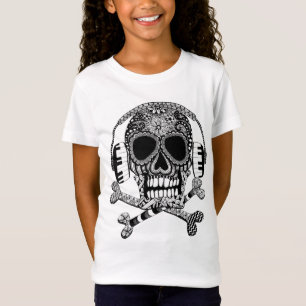 Skull en Crossbones met Headphones Girls Shirt