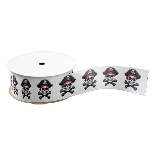 Skull en Crossbones Pirate Grosgrain Lint