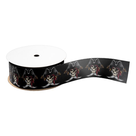 Skull en Crossed Swords Pirate Grosgrain Lint (Spoel)