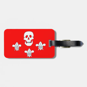 SKULL EN FLEUR DE LISE RED JOLLY ROGER BANNER BAGAGELABEL