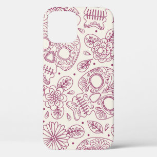 Skull en Flowers. Naadloze achtergrond. Mexicaanse iPhone 12 Hoesje