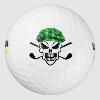 Skull en gekruiste golfclubs golfballen