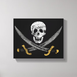 Skull en Swords Jolly Roger Pirate Flag Canvas Afdruk