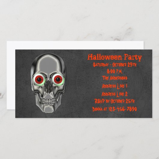 Skull Eyeballen Halloween Party Invite (Voorkant / Achterkant)