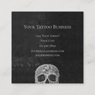 Skull Face Gothic Black en White Tattoo Shop Vierkante Visitekaartje
