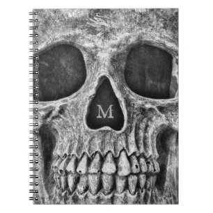 Skull Face Gothic White Cool Macabre Notitieboek