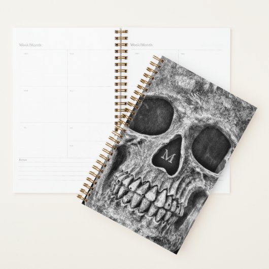 Skull Face Gothic White Cool Macabre Planner (Display)