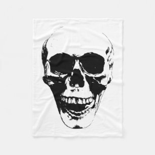 Skull Face Silhouette Grunge Rock Graphic Hallowee Fleece Deken