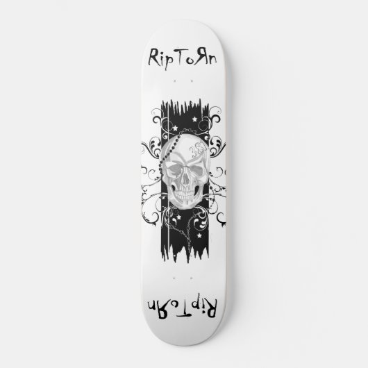 Skull & Filigree Black en white Skateboard Deck (Voorkant)