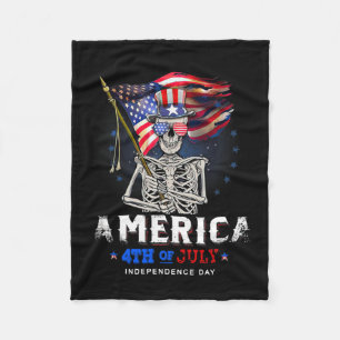 Skull Flag America 4 juli onafhankelijkheidsdag Fleece Deken