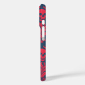 Skull Flame Damask in botsend rood op blauw Case-Mate iPhone Case (Achterkant / Links)