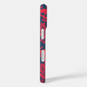 Skull Flame Damask in botsend rood op blauw Case-Mate iPhone Case (Achterkant / Rechts)