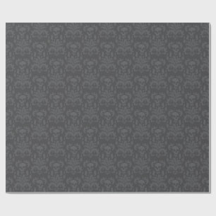 Skull Flame Damask in humeurige grijstinten Cadeaupapier