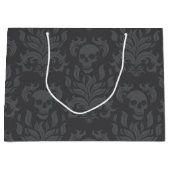 Skull Flame Damask in humeurige grijstinten Groot Cadeauzakje (Voorkant)