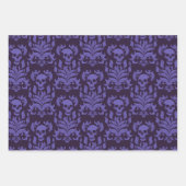 Skull Flame Damask in humeurige tinten van paarse Inpakpapier Vel (Voorkant)