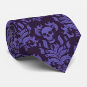 Skull Flame Damask in humeurige tinten van paarse Stropdas (Opgerold)