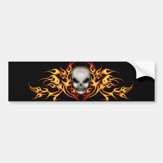 Skull Flames Bumpersticker (Voorkant)