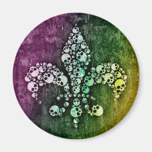 Skull Fleur De Lis Magneet