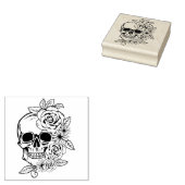 Skull Floral Art Rubberstempel (Gestempeld)