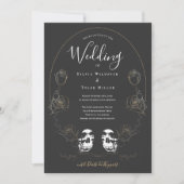Skull Floral Gray Gothic Wedding Kaart (Voorkant)