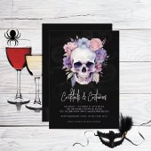 Skull & Floral Halloween Cocktails Kostuums Party Kaart